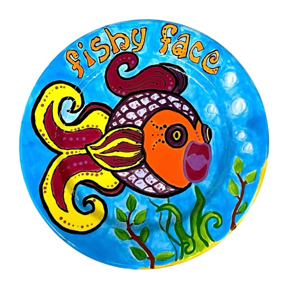 Colorful Fishy Face Ceramic Plate